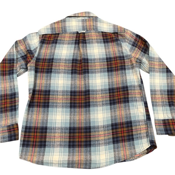 Eddie Men’s Bauer Blue and White Flannel Casual Button Down Shirt - Picture 2 of 5